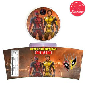 Deadpool & Wolverine Cotton Candy Label Template To Print At Home Instant Download