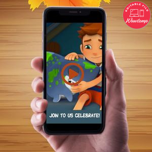 Sharkdog Birthday Video Invitation Digital Template Customizable Instant Download