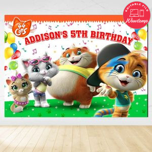 44 cats Birthday Backdrop Digital File Template Instant Download