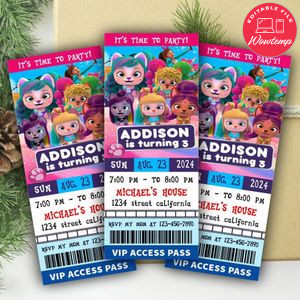 I Love Vip Pets Ticket Invitation Customizable Template Instant Download