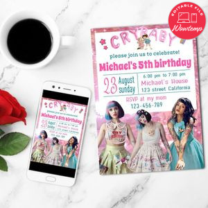 Melanie Martinez Mobile Invite Customizable Template Instant Download