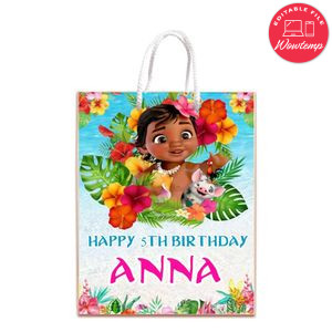 Baby Moana Gift Bag Label Template Printable Instant Download