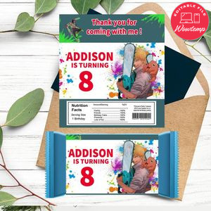 Chainsaw man Candy bar Label Customizable Template Instant Download