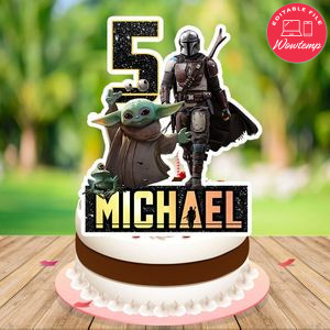 Mandalorian Birthday Cake Topper Template Printable Instant Download