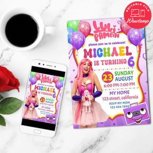 Luli pampin Birthday Flyer Customizable Template to Print at Home Instant Download