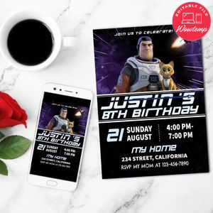 Buzz Lightyear Birthday Mobile Invite Customizable Template Instant Download