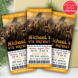 Jumanji Ticket Invitation Customizable Template Instant Download