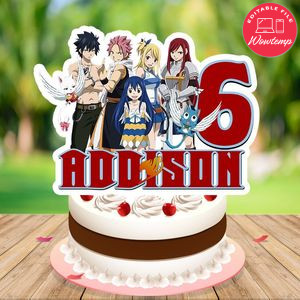 Fairy tail Birthday Cake Topper Template Printable Instant Download