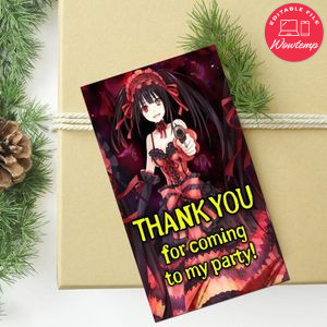 Kurumi Tokisaki Thank You Tag Customizable Template To Print At Home Instant Download