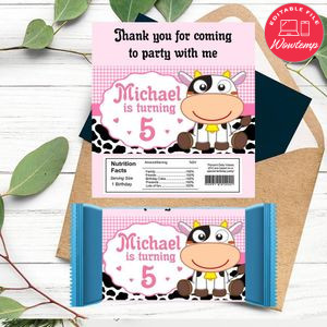 Vaca Lola Candy bar Label Customizable Template Instant Download