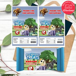 Roblox Safari Rice Krispies Treats Template Printable Instant Download