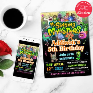 My Singing Monsters Mobile Invite Customizable Template Instant Download