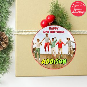 One Direction Circle Sticker Template Customizable To Print At Home Instant Download
