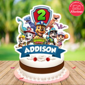 Dino rescue Cake Topper Template Printable Instant Download