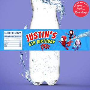 Spidey and his amazing friends Birthday Water Bottle Label Template to Print at Home Instant Download