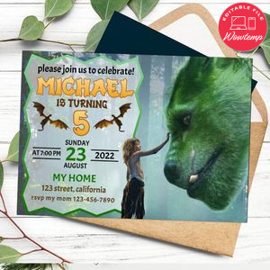 Pete's Dragon Birthday Invitation Customizable Template to Print at Home Instant Download