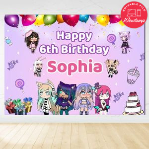 Gacha life Birthday Backdrop Digital File Template Instant Download