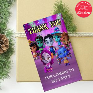Super Monster Thank you tag Customizable Template to Print at Home Instant Download