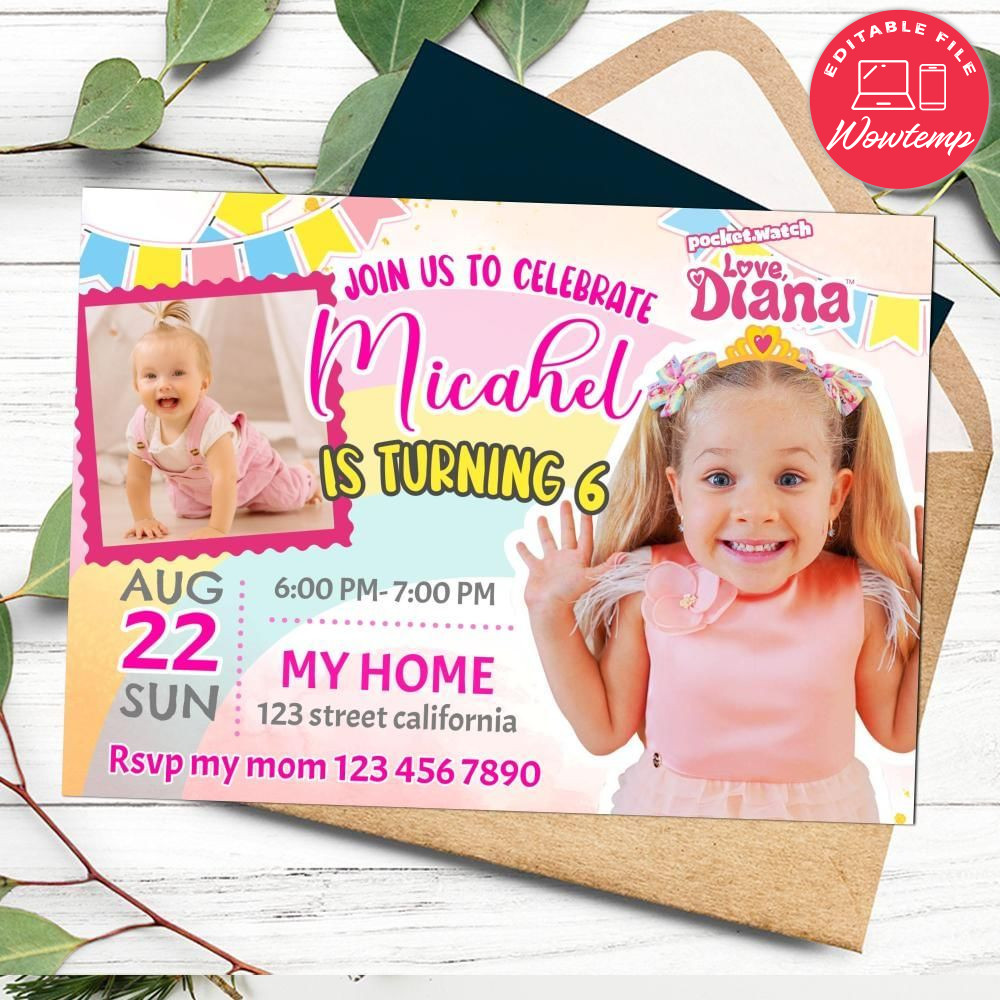 Like Nastya Birthday Flyer With Photo Customizable Template to Print at Home Instant Download