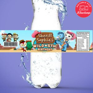 Sheriff Callie Birthday Water Bottle Label Template to Print at Home Instant Download