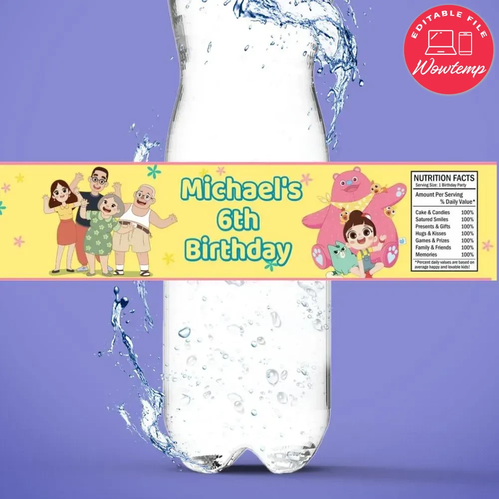 Luo Bao Bei Birthday Water Bottle Label Template | Wowtemp