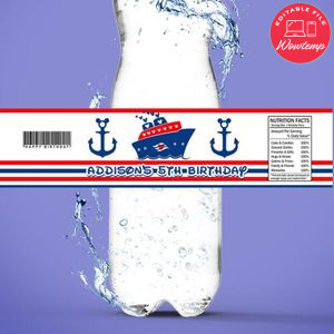 Disney Cruise Bottle Label Birthday Water Bottle Label Template to Print at Home Instant Download