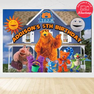 Bear In The Big Blue House Birthday Backdrop Digital File Template Instant Download