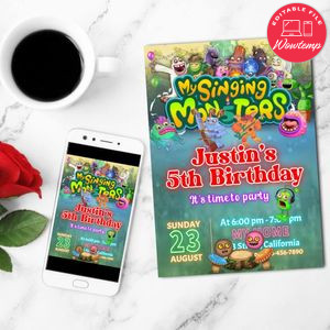 My singing monsters Invitation Customizable Template to Print at Home Instant Download