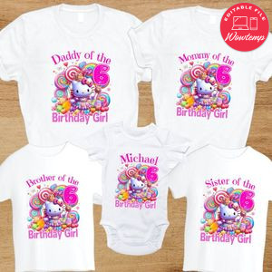 Hello Kitty and Candy Land Girl Family Birthday Party T-Shirt