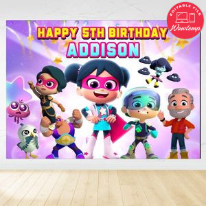 Starbeam Birthday Backdrop Digital File Template Instant Download