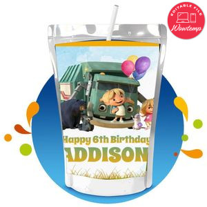 Trash Truck Capri Sun Birthday Labels Digital File Printable Instant Download
