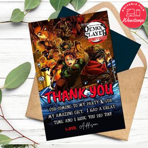 Demon Slayer: Kimetsu No Yaiba The Movie: Infinity Castle Thank You Card Customizable Template To Print At Home Instant Download