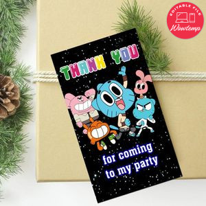 Gumball Thank You Tag Customizable Template To Print At Home Instant Download