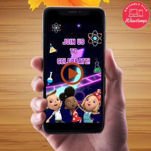 Ada Twist scientist Birthday Video Invitation Digital Template Customizable Instant Download