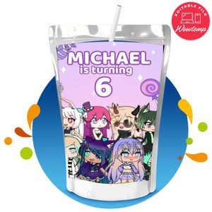 Gacha life Capri Sun Birthday Labels Digital File Printable Instant Download