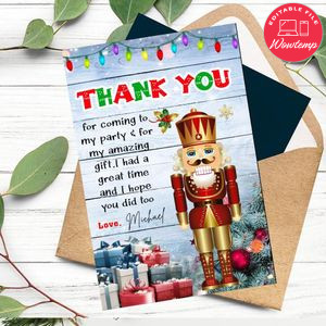 Christmas Nutcracker Thank You Card Customizable Template To Print At Home Instant Download