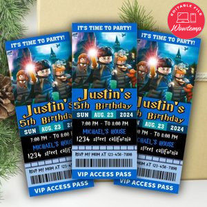 Lego Harry Potter Ticket Invitation Customizable Template Instant Download