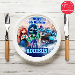 Teenage Kraken Birthday Plate Template Customizable To Print At Home Instant Download