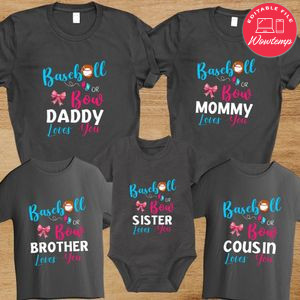 Baseball or Bow Gender Reveal Party T-Shirt