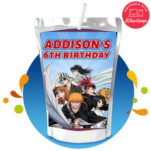 Bleach Capri Sun Birthday Labels Digital File Printable Instant Download