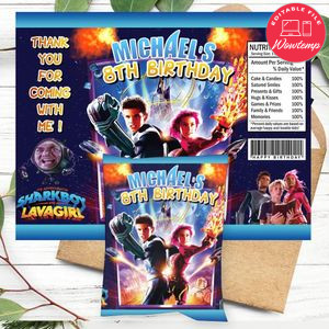 Sharkboy and lavagirl Birthday Chip Bag Digital File Printable Instant Download
