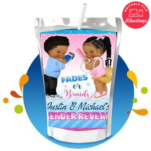 Fades or braids Gender Reveal Capri Sun Birthday Label Digital File Printable Instant Download