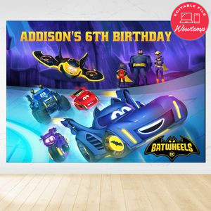 Batwheels Birthday Backdrop Digital File Template Instant Download