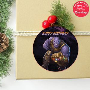 Thanos Circle Sticker Template Customizable to Print at Home Instant Download