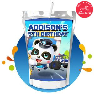 Babybus police Capri Sun Birthday Labels Digital File Printable Instant Download