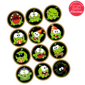 Om Nom Cupcake Toppers Template Printable Instant Download
