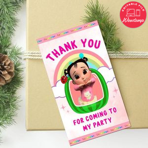 Cece Cocomelon Thank You Tag Customizable Template To Print At Home Instant Download