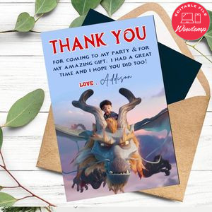 Dragonkeeper Thank You Card Customizable Template To Print At Home Instant Download