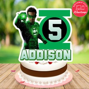 Green lantern Birthday Cake Topper Template Printable Instant Download