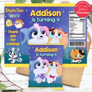 Rhyme time town Birthday Chip Bag Digital File Printable Instant Download